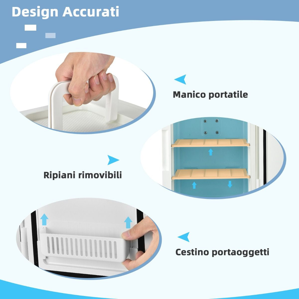 Mini Frigo Portatile 10 L AC/DC Con Specchio LED, Frigorifero Compatto Termostatico per Auto E Casa Bianco