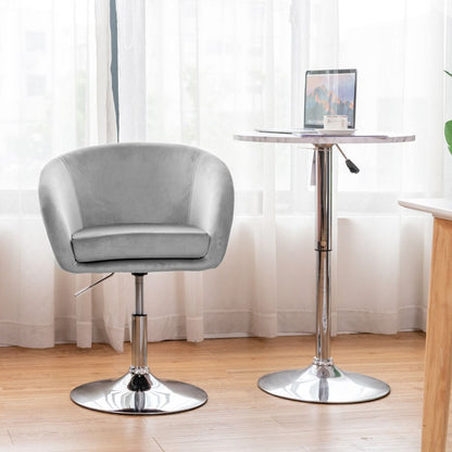 Sedia Da Bar Girevole in Velluto Con Schienale Rotondo Regolabile in Altezza, Sgabello per Ufficio Alto