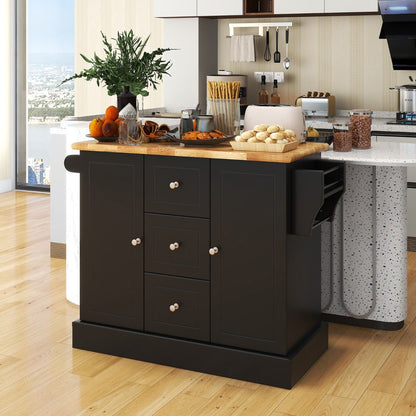 Carrello Da Cucina Con 3 Cassetti 2 Armadietti Chiusi Con Ripiani Regolabili, Isola Con Barra Laterale 2 Colori