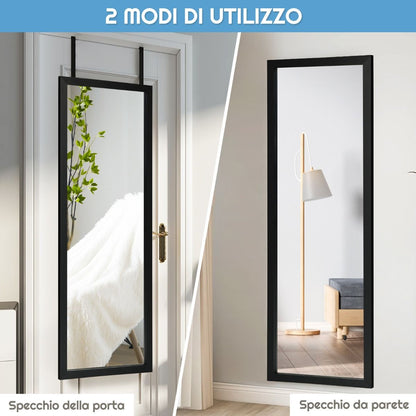 Specchio a Figura Intera Sulla Porta O Sul Muro, Specchio per Camera Da Letto Salone Spogliatoio 120X37Cm Nero
