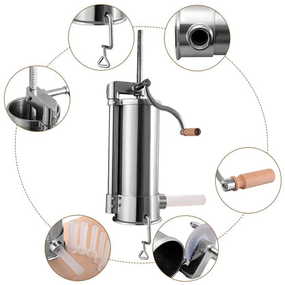 5Kg Macchina Insaccatrice per Salsicce in Acciaio Inox Manuale Con 6 Tubi Di Riempimento