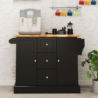 Carrello Da Cucina Con 3 Cassetti 2 Armadietti Chiusi Con Ripiani Regolabili, Isola Con Barra Laterale 2 Colori