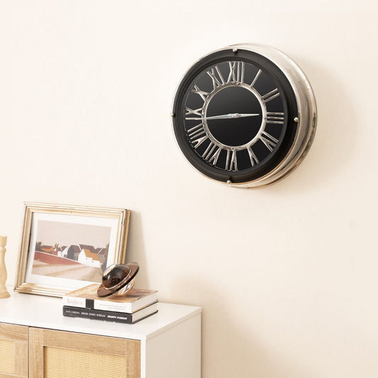 Orologio Da Parete Silenzioso Con Numeri Romani Copertura in Vetro, Orologio Da Muro Senza Ticchettio 2 Dimensioni