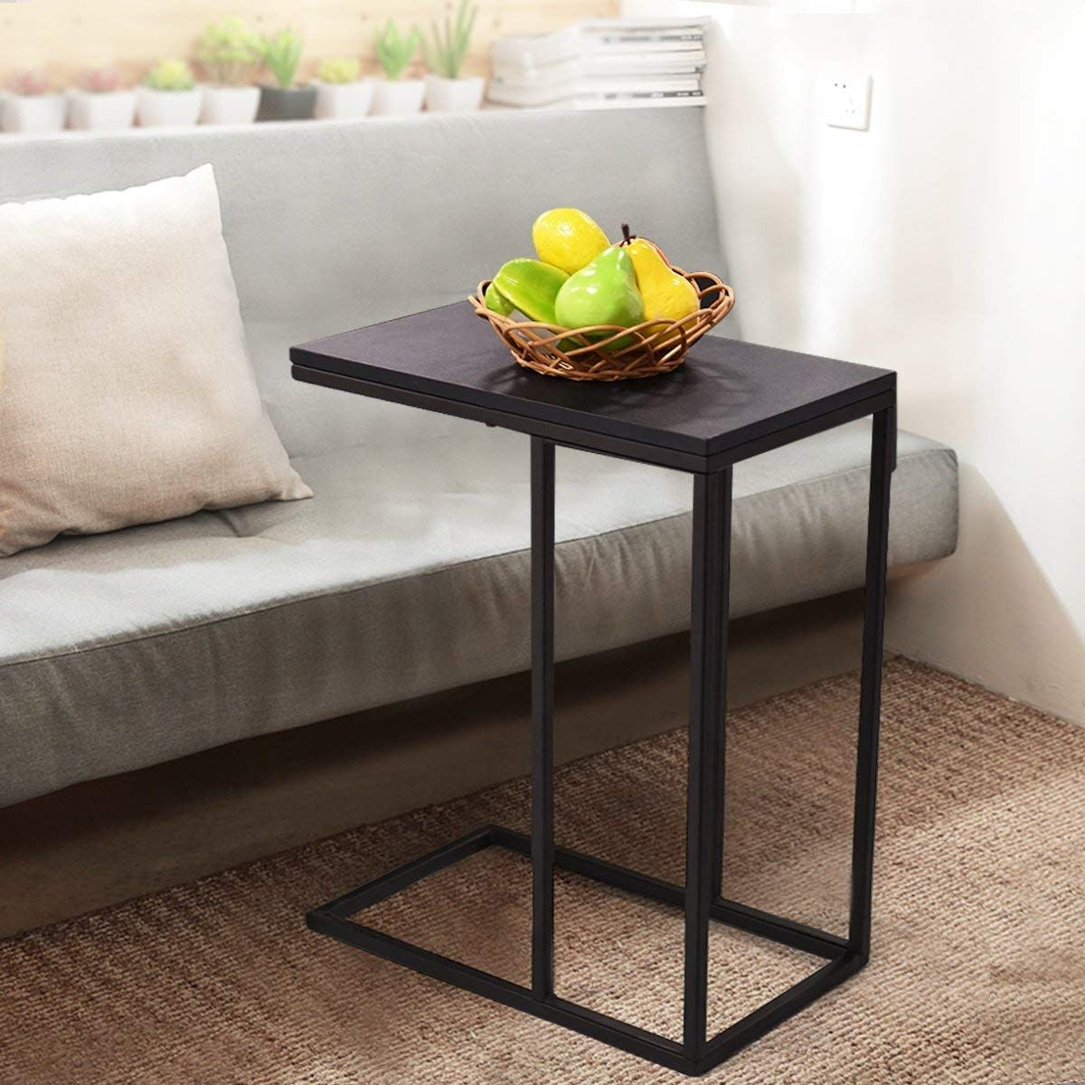 Tavolino Laterale Porta Pc in Legno Da Soggiorno Tavolino Da Caffè 59X28X48Cm Nero