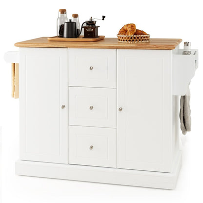 Carrello Da Cucina Con 3 Cassetti 2 Armadietti Chiusi Con Ripiani Regolabili, Isola Con Barra Laterale 2 Colori