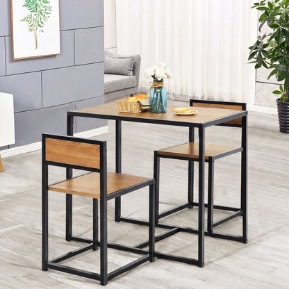 Set Da Pranzo Da 3 Pezzi Con Struttura Di Metallo, Tavolo Da Cucina Con 2 Sedie per Spazi Ridotti, Naturale