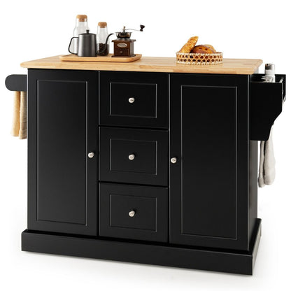 Carrello Da Cucina Con 3 Cassetti 2 Armadietti Chiusi Con Ripiani Regolabili, Isola Con Barra Laterale 2 Colori