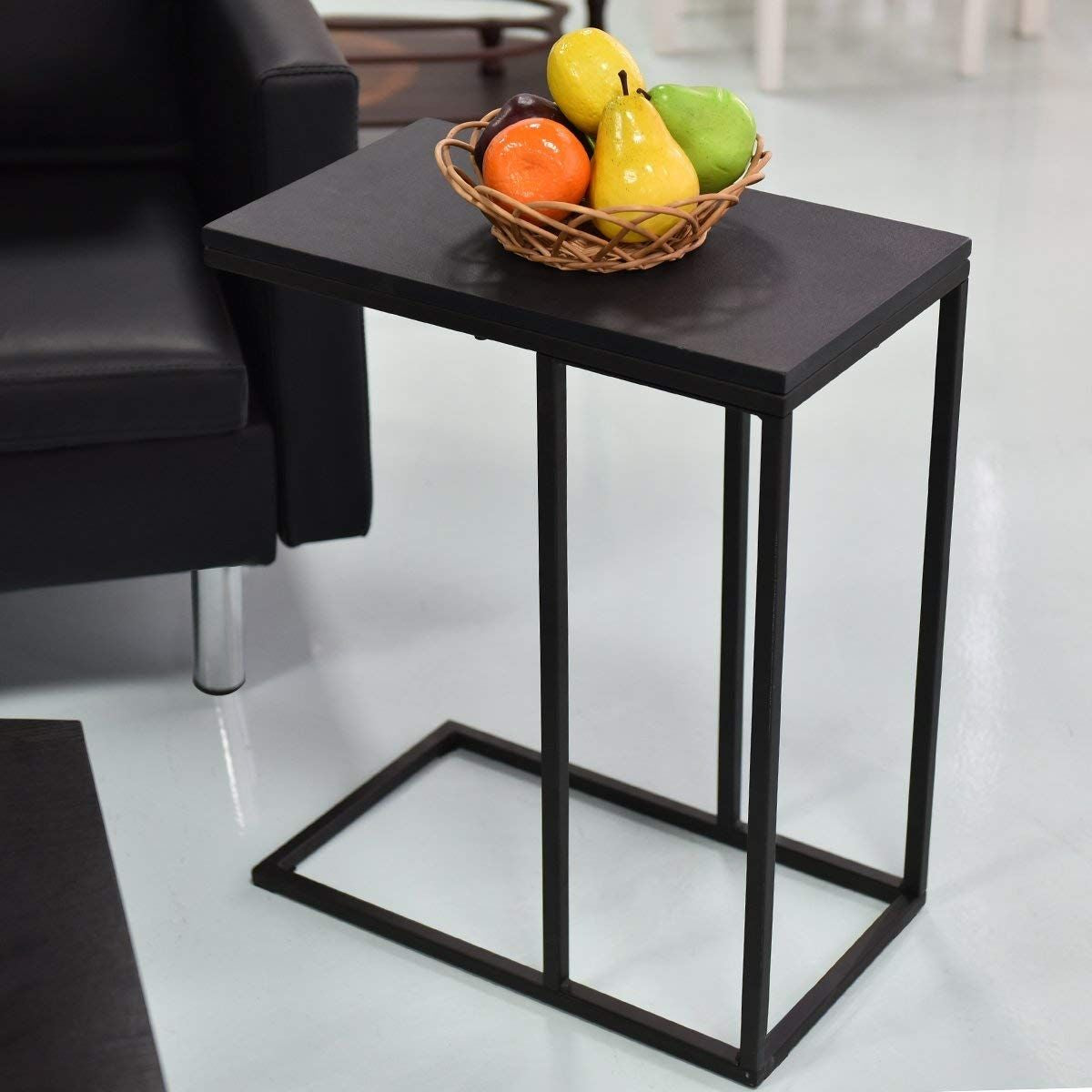 Tavolino Laterale Porta Pc in Legno Da Soggiorno Tavolino Da Caffè 59X28X48Cm Nero
