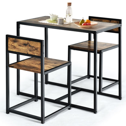 Set Da Pranzo Da 3 Pezzi Con Struttura Di Metallo, Tavolo Da Cucina Con 2 Sedie per Spazi Ridotti, Antico