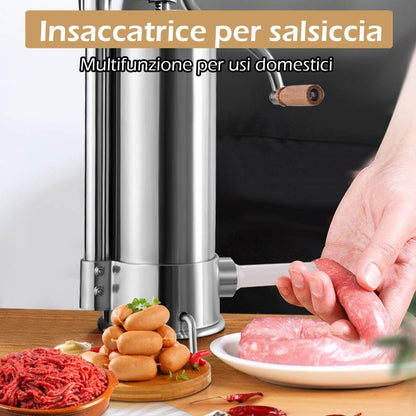 5Kg Macchina Insaccatrice per Salsicce in Acciaio Inox Manuale Con 6 Tubi Di Riempimento