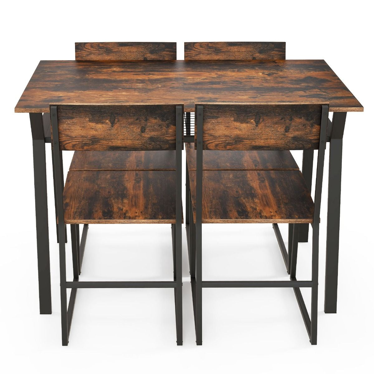 Set Da Tavolo Da Pranzo 5 Pezzi, Tavolo Da Cucina Con 4 Sedie Mensola Portaoggetti E Telaio in Metallo 2 Colori