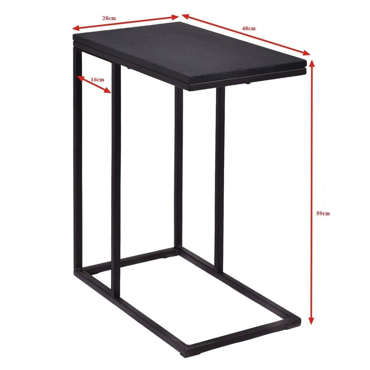Tavolino Laterale Porta Pc in Legno Da Soggiorno Tavolino Da Caffè 59X28X48Cm Nero