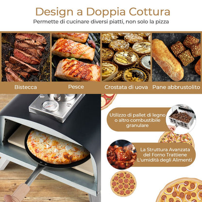 Forno per Pizza Portatile Con Pietra Refrattaria Parafuoco Gambe Pieghevoli, Forno in Acciaio Da Campeggio
