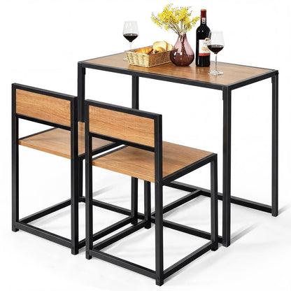 Set Da Pranzo Da 3 Pezzi Con Struttura Di Metallo, Tavolo Da Cucina Con 2 Sedie per Spazi Ridotti, Naturale