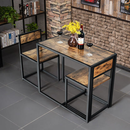 Set Da Pranzo Da 3 Pezzi Con Struttura Di Metallo, Tavolo Da Cucina Con 2 Sedie per Spazi Ridotti, Antico