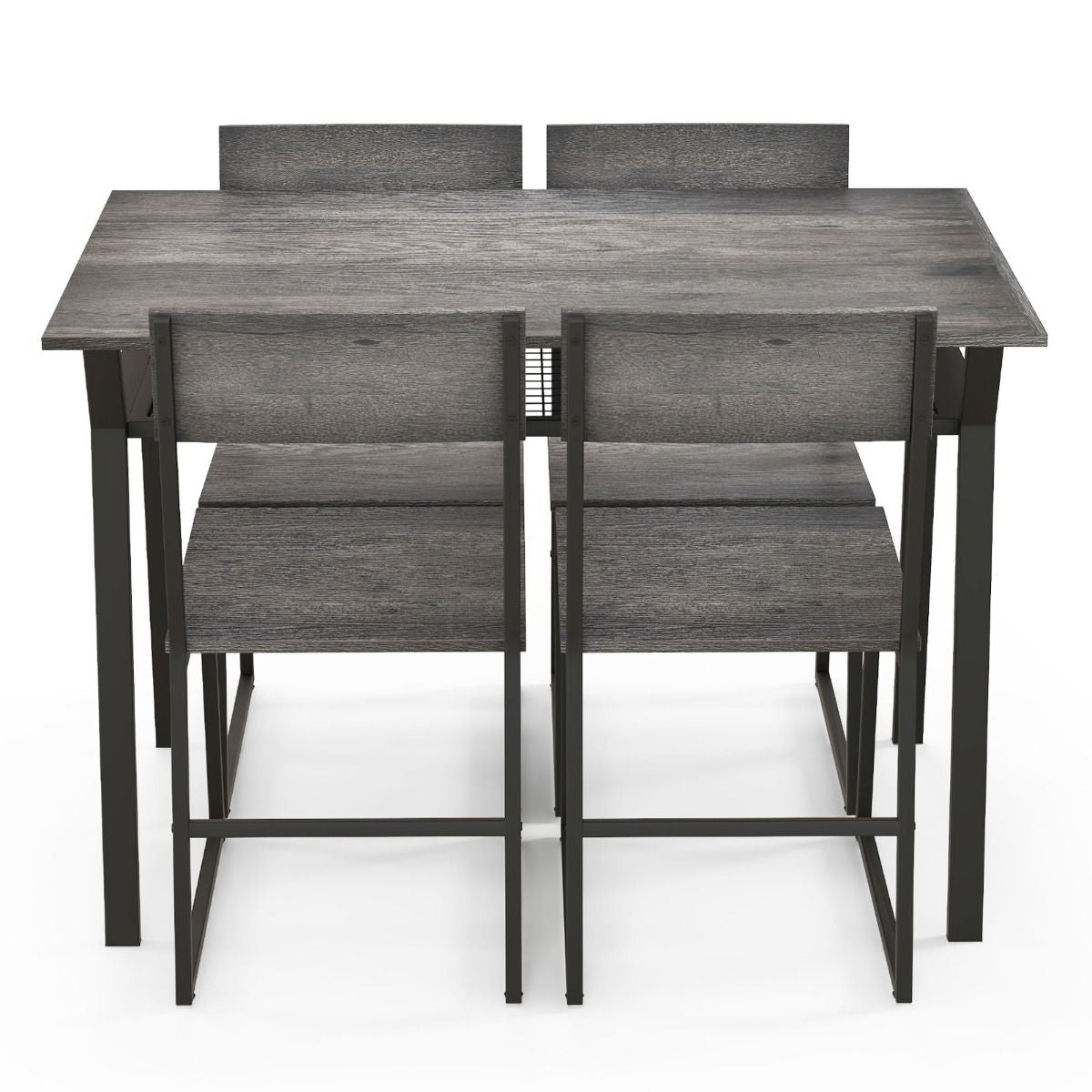Set Da Tavolo Da Pranzo 5 Pezzi, Tavolo Da Cucina Con 4 Sedie Mensola Portaoggetti E Telaio in Metallo 2 Colori