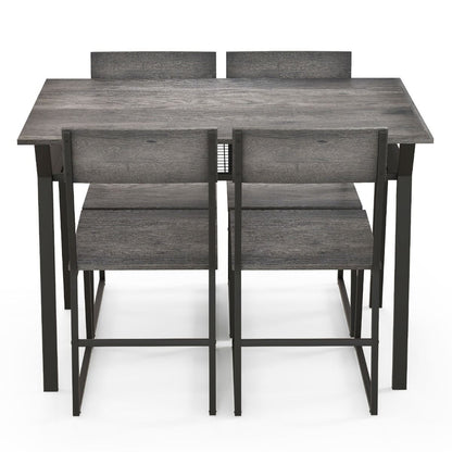 Set Da Tavolo Da Pranzo 5 Pezzi, Tavolo Da Cucina Con 4 Sedie Mensola Portaoggetti E Telaio in Metallo 2 Colori