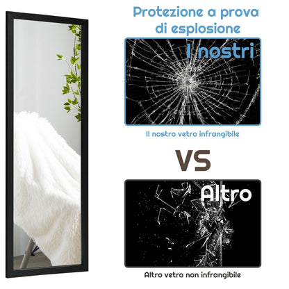 Specchio a Figura Intera Sulla Porta O Sul Muro, Specchio per Camera Da Letto Salone Spogliatoio 120X37Cm Nero