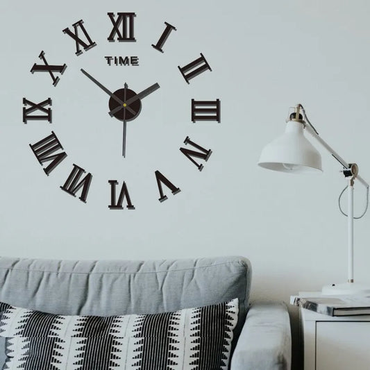 3D Acrylic Digital Wall Clock Roman Numerals Design Mirror Wall Clock Fashion Large round Wall Clock DIY Self Adhesive Clocks