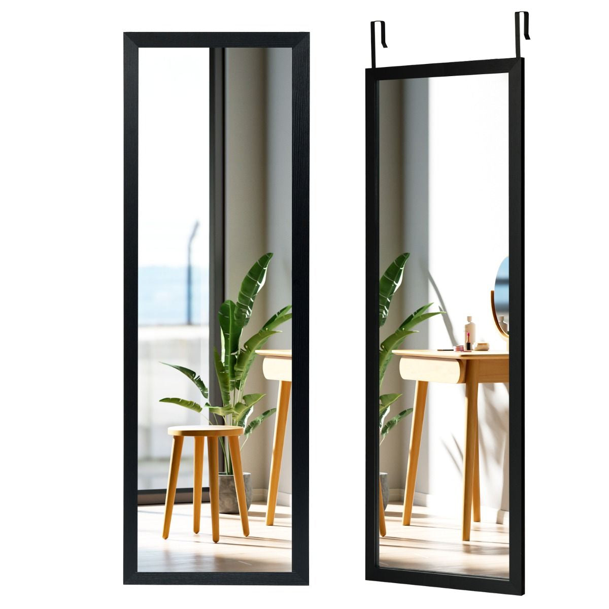 Specchio a Figura Intera Sulla Porta O Sul Muro, Specchio per Camera Da Letto Salone Spogliatoio 120X37Cm Nero