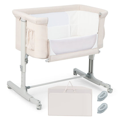 Culla per Bambini 3 in 1 Con 5 Livelli Di Altezza Regolabili Borsa Da Viaggio, Traversina per Bambini 4 Colori