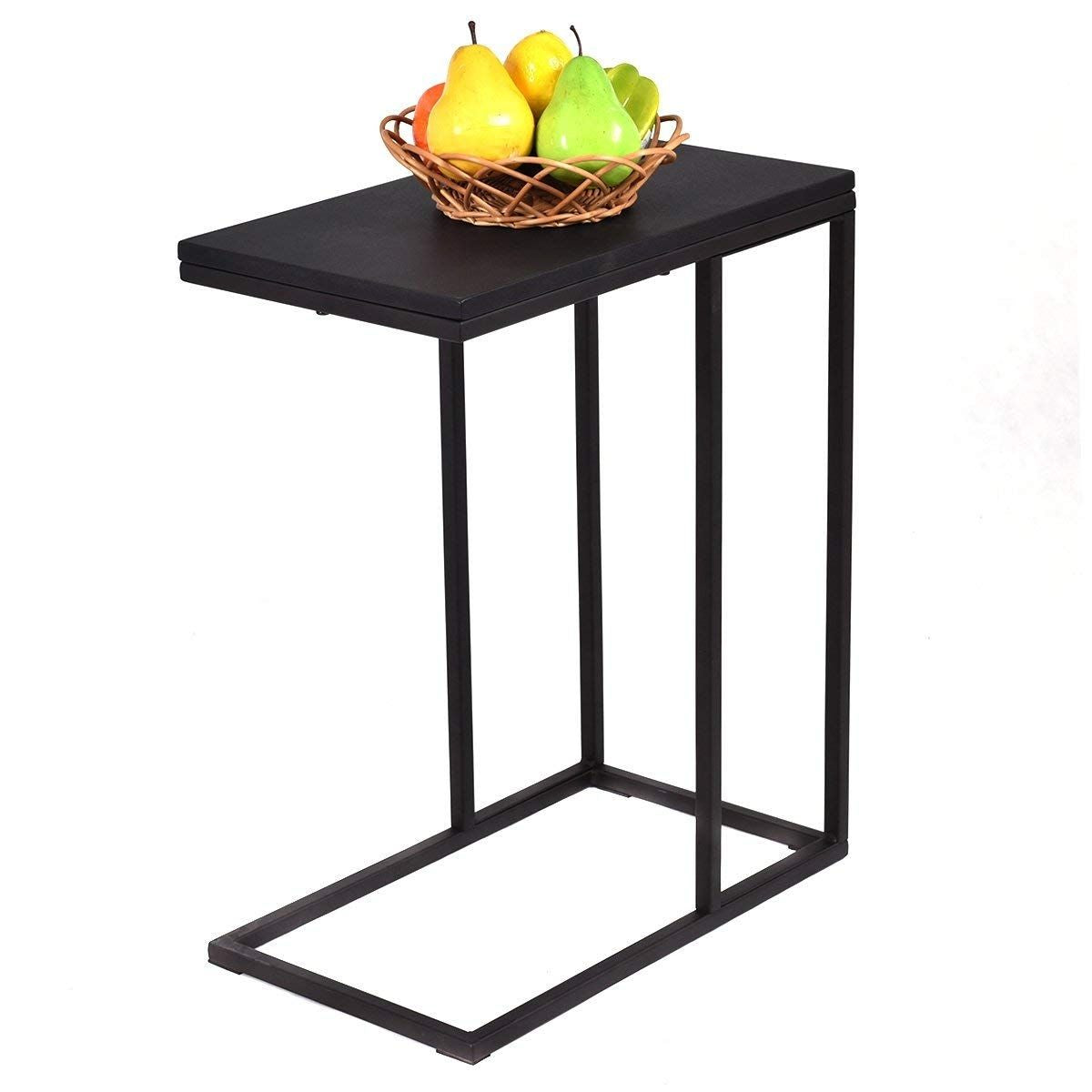 Tavolino Laterale Porta Pc in Legno Da Soggiorno Tavolino Da Caffè 59X28X48Cm Nero